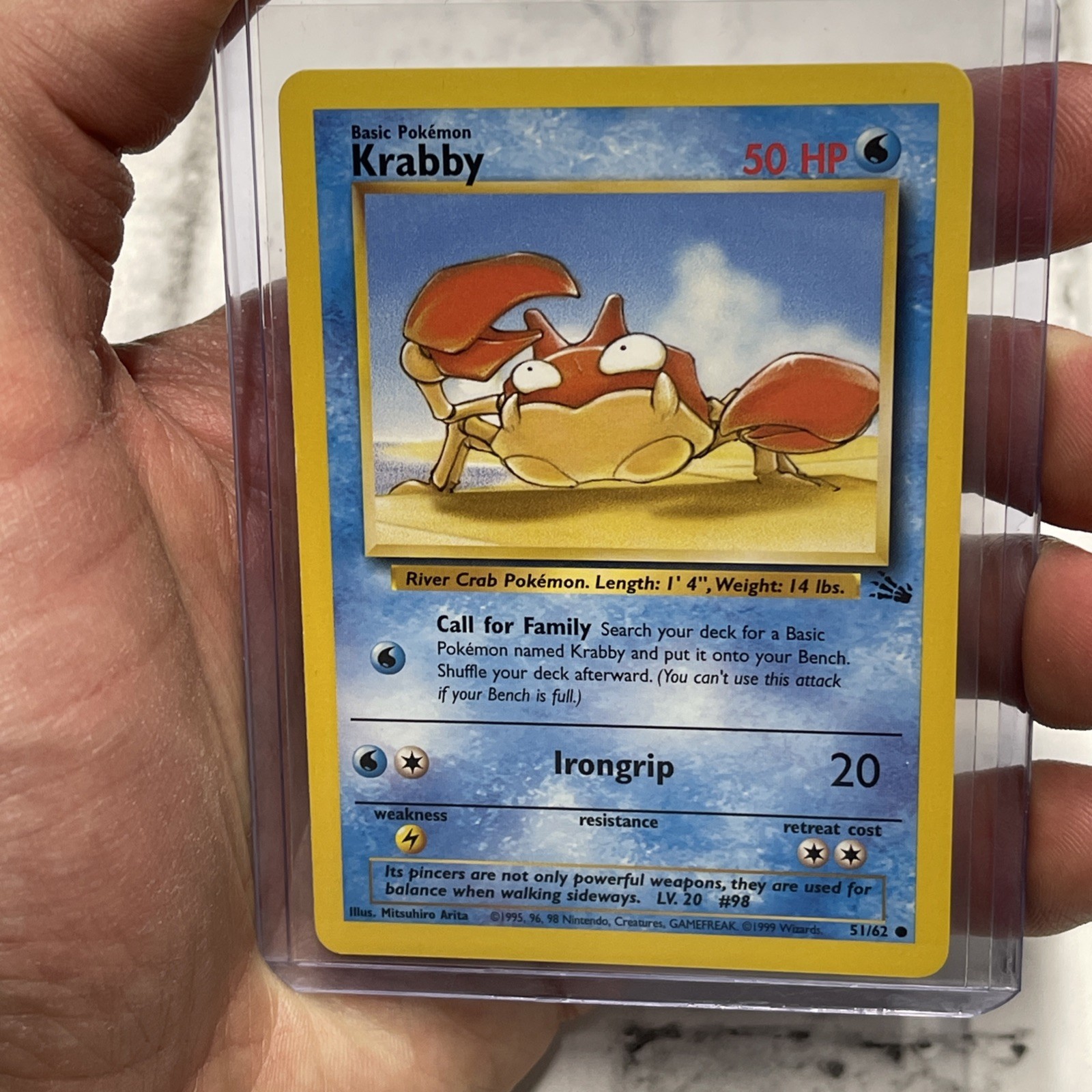 Pokemon Fossil Card 51/62 Krabby Vintage Vtg Common NM Never Played Nintendo