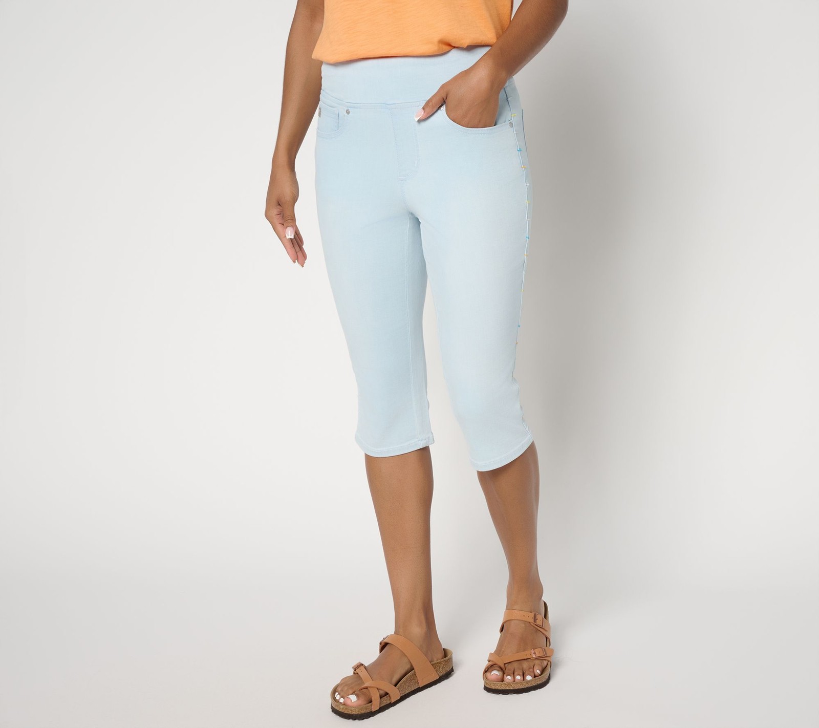 Belle by Kim Gravel Women's Petite Pants 4P TripleLuxe Denim Blue A688271