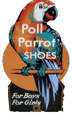 VINTAGE POLL PARROT PORCELAIN SIGN SHOES GIRL BOY FOOTWEAR BOOTS UNION CLOTHING