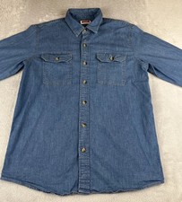 Wrangler mens long sleeve blue denim button front shirt size M