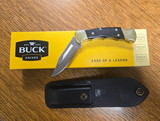 Buck 112 Ranger Lockback Pocketknife, Wood Handle, SS Plain Clip Point, Sheath