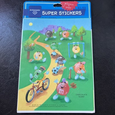 Vintage 1991 Hallmark Ambassador Super Stickers M & M's scratch & sniff stickers