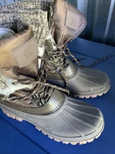 Camel Crown Women's 8 Brown Black Lace Up Quilted Fur Lined Snow Boots