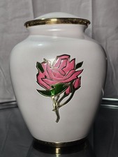 BEAUTIFUL PEARL ROSE BRASS CREMATION URN FOR HUMAN ASHES MEDIUM SIZE 8 1/2 INCH