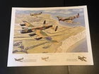 Battle of Britain Memorial Flight Print by Trevor Mitchell Signed by 6 ww2 Vets