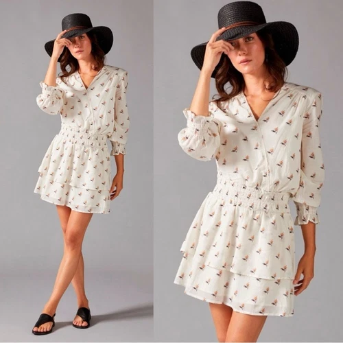 OFF WHITE Abito Paige Serrano bianco sporco curcuma rosa bocciolo piccolo etereo delicato cottage