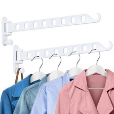Wall Mounted Clothes Hanger with Swing Arm - 8-Hole Laundry Room Drying Rack ...