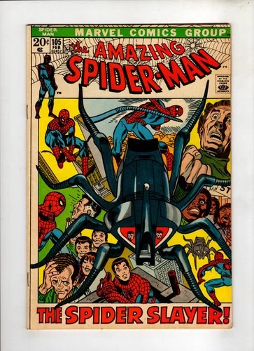 AMAZING SPIDER-MAN #105 1972 MARVEL FN/VF 7.0 SPIDER-SLAYER STORY!