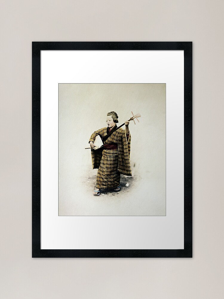 Músico callejero japonés - Felice B enmarcado arte de pared póster lienzo impresión cuadro