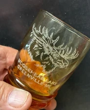 Moosehead Lake Greenville Maine Glass Moose Head Etched In Amber Glass Tumbler