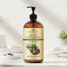 Cold-Pressed Organic Castor Oil in Glass Bottle - 16 Fl Oz - 100 Pure and Natur