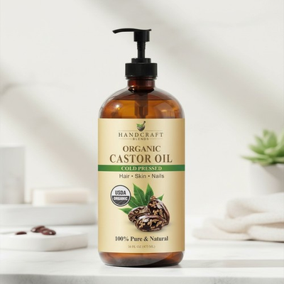 #ad Cold Pressed Organic Castor Oil in Glass Bottle 16 Fl Oz 100% Pure and Natur $31.99