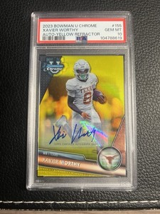 2023 Bowman U Chrome XAVIER WORTHY #155 Yellow Refractor Auto 15/75 PSA 10