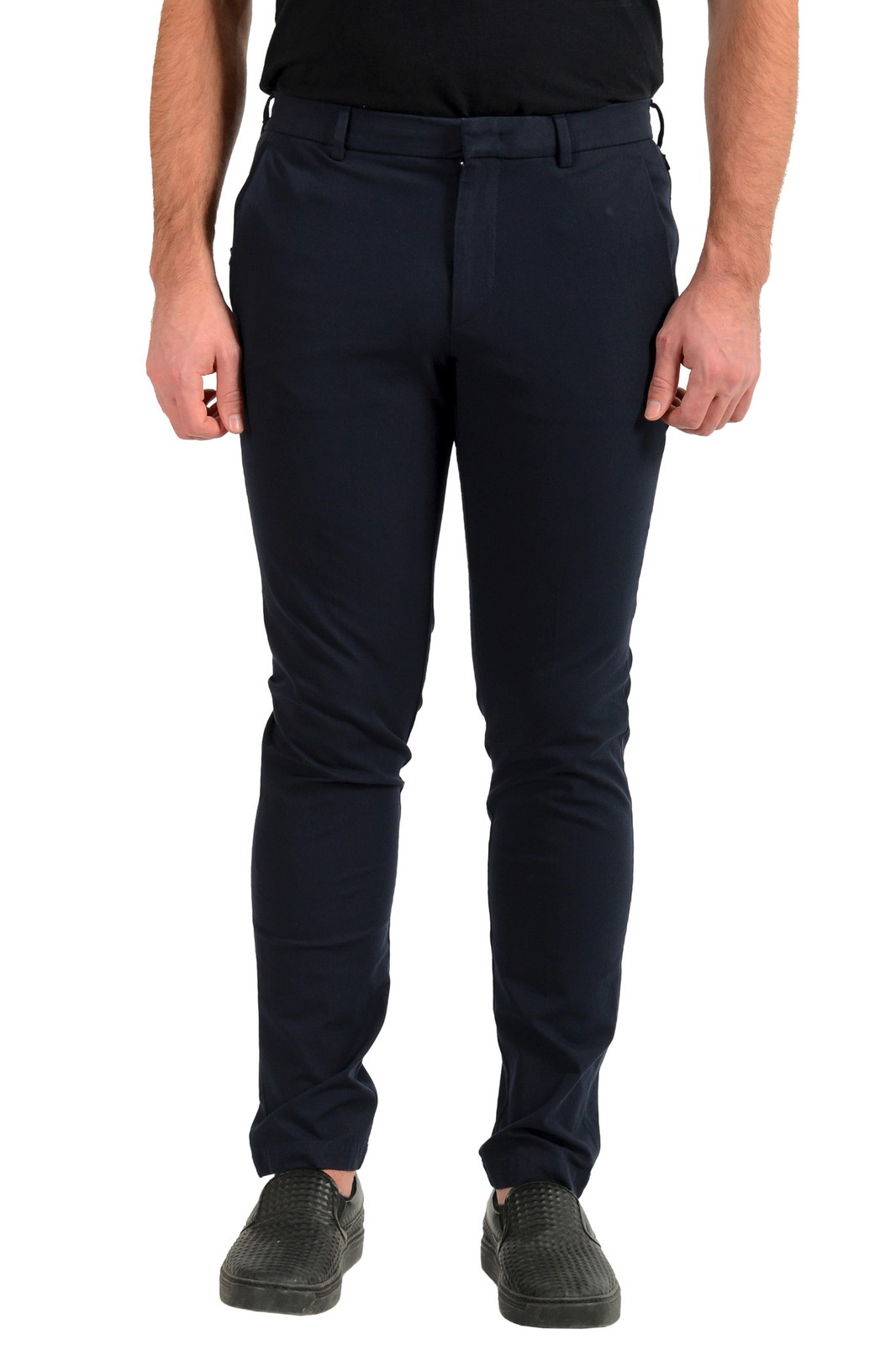 Повседневные брюки Hugo Boss Mens Kaito1-Travel1 темно-синего цвета зауженные к низу 15790₽