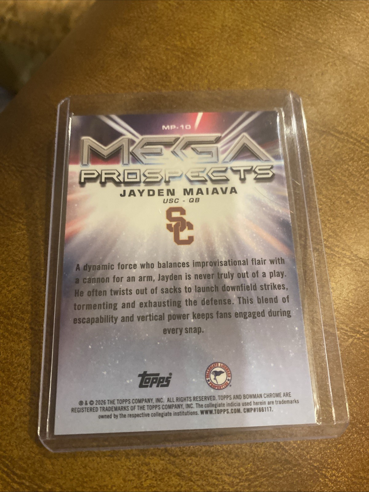 2026 Topps Bowman Chrome Mega Prospects Silver Mojo Jayden Maiava view 3