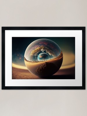 Space Art Digital Reflexion Marmor Gerahmtes Wandbild Poster Leinwanddruck Bild