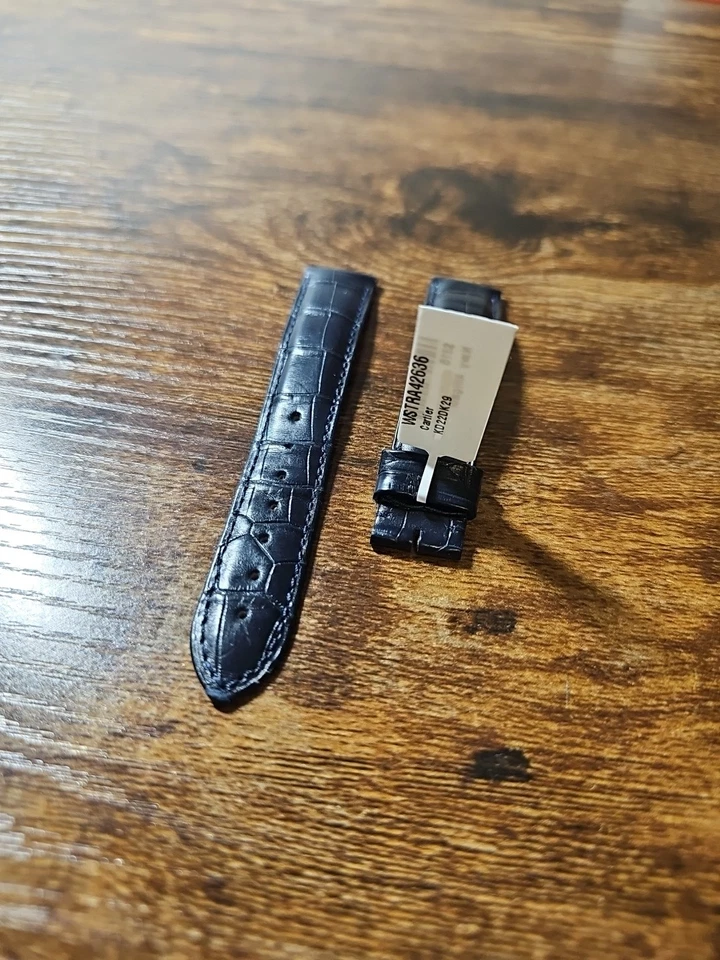 Оригинальные часы Cartier 18/16 мм темно-синий ремешок из аллигаторской кожи KD65AK29 - Изображение 4 из 4