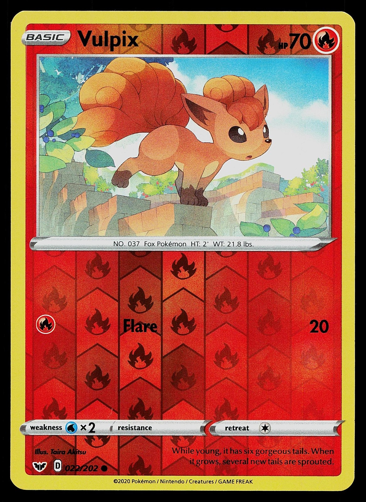 Pokemon Card Sword & Shield Vulpix 022/202 Common Reverse Holo