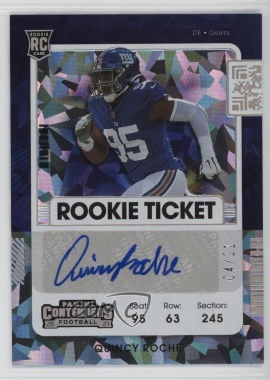 Quincy Roche Panini Contenders #244 Variation-Autograph-Cracked Ice
