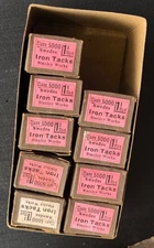 9 boxes Class 5000 SWEDES 3/16” IRON TACKS STANLEY WORKS New Britain Conn