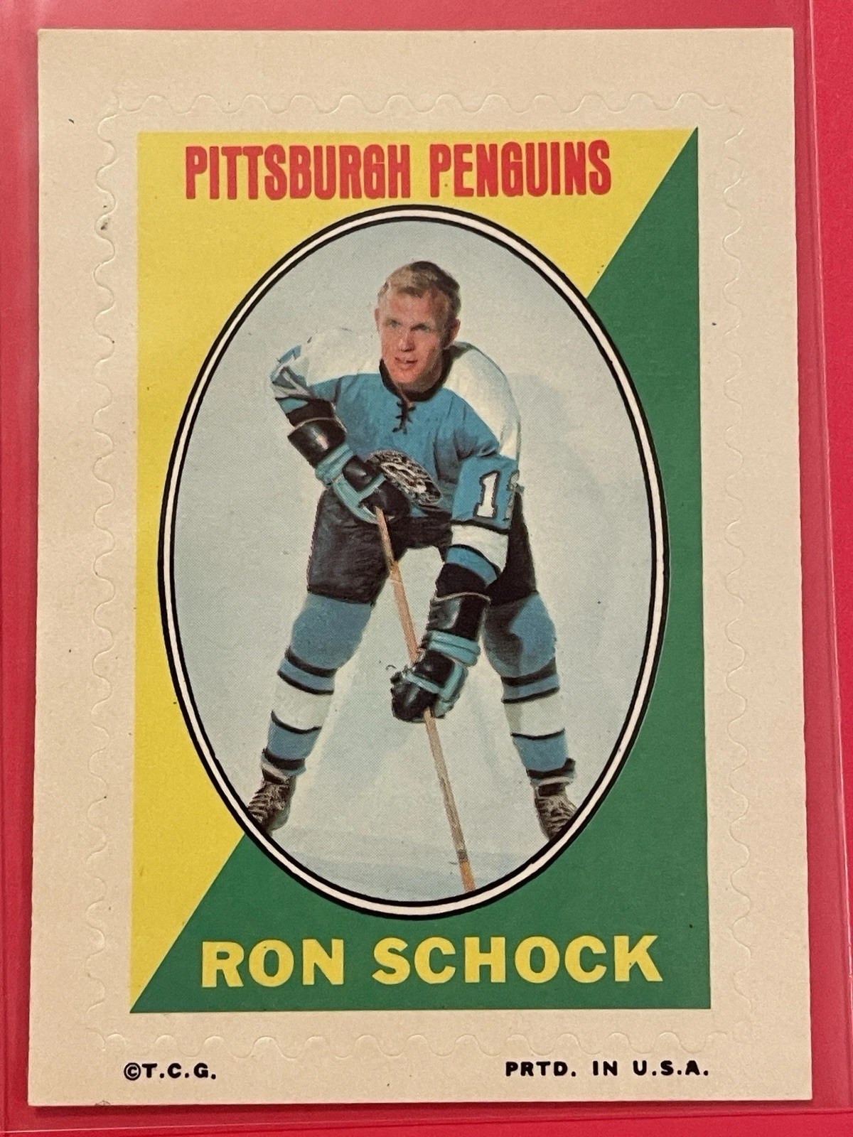 1970-71 Topps Sticker Stamps Ron Schock Vintage Hockey Pittsburgh Penguins