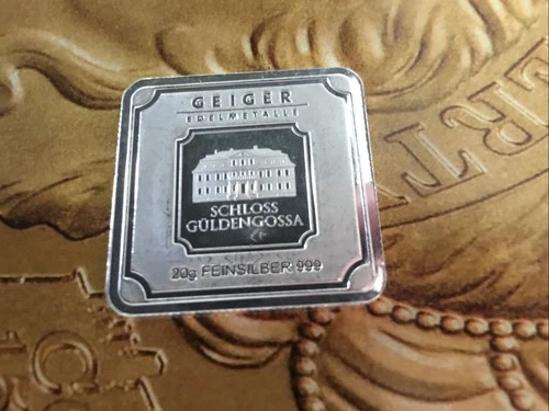20 Gram Geiger Edelmetalle Silver Square Bar 999 Fine Germany (Loose)