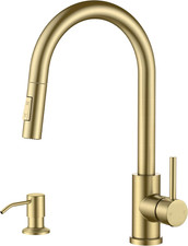 Gold Kitchen Faucet with Pull down Sprayer, Modern Single Hole Kitchen Sink Fauc