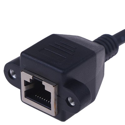 1Pc RJ45 Male to Female Screw Panel Mount Ethernet LAN Network Extension Cable,