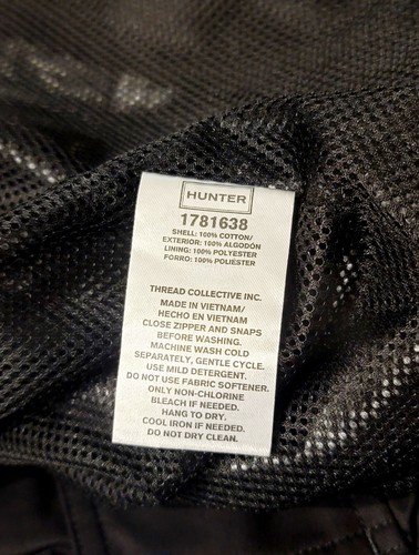 HUNTER Women's Size XS Cotton Smock Hooded Rain Jacket Water Resistant Black - Picture 11 of 12