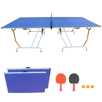 9FT Mid-Size Table Tennis Table Foldable&Portable Ping Pong Table Set for Indoor