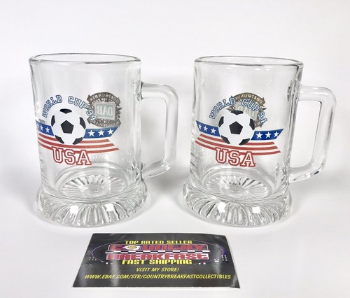 Dortmunder Actien-Brau DAB 1994 World Cup Soccer Glass Beer Mugs 8 oz (x2) NOS - Picture 3 of 3