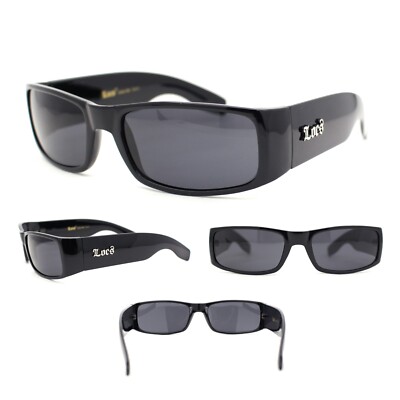Locs Hombre Iconos Todo Negro Grueso Temple Mad Perro Estrecho Rectángulo Oscuro