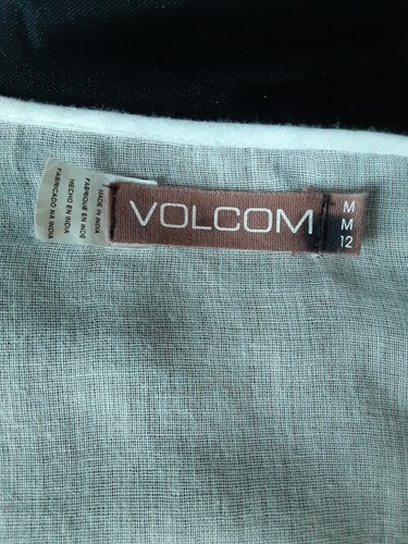 Volcom 100% Cotton White Long Sl. Boho Top Tunic Blouse Women Sz M Button Ruffle - Picture 16 of 24