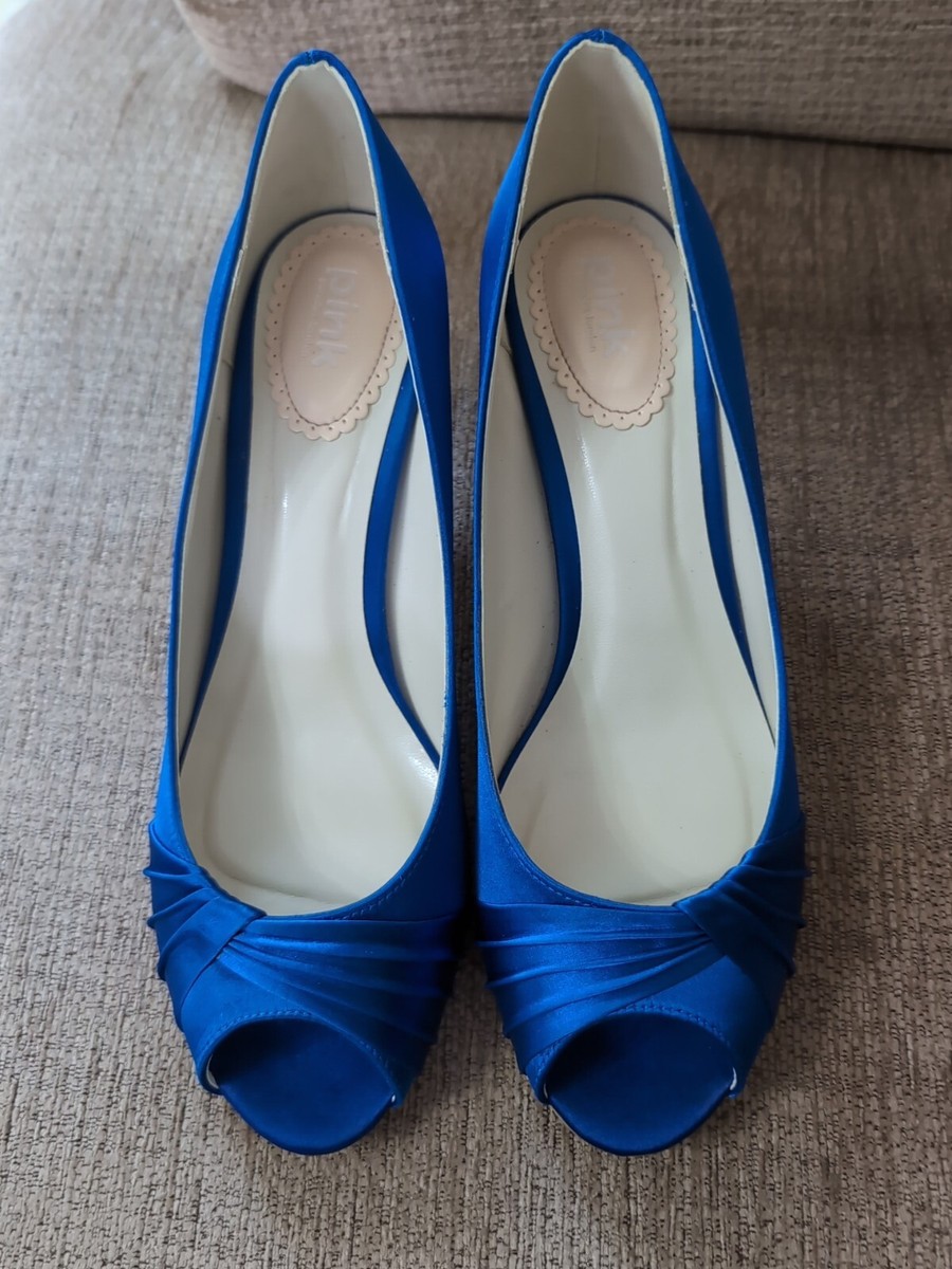 Blue satin Peep Toe Shoes by PINK Size EU 40 UK