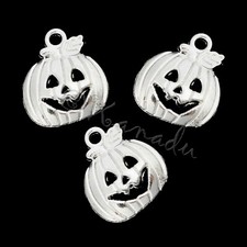Halloween Pumpkin Jack O Lantern Silver Plated Charms C0210095 - 10, 20 Or 50PCs