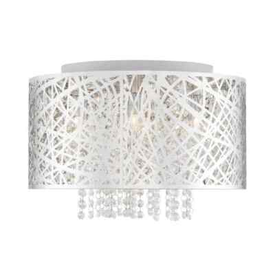 7-Light Stainless Steel Flush Mount with Laser Cut Mirrored Shade