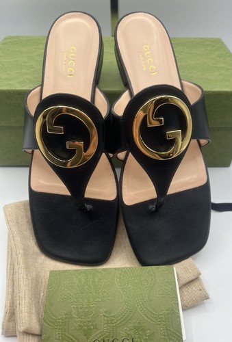 Neu im Karton Gucci Interlocking G Blondie schwarze Sandalen Flats Gr. 38 EU / 8 US 739048 - Bild 9 von 10
