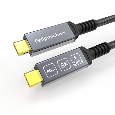 240W USB4 Cable 3.3 ft USB C to USB C Cable 8K 4K 40Gbps Thunderbolt 4/3