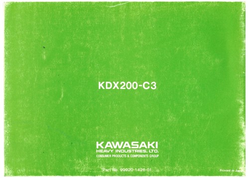 1988 Kawasaki KDX200-C3 factory owners manual 64 pages - OEM -USED - Picture 2 of 6