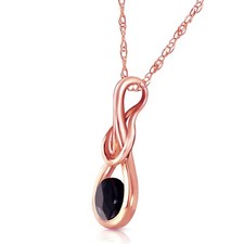 14K. SOLID GOLD NECKLACE WITH NATURAL 0.50 CT. BLACK DIAMOND (Rose Gold)