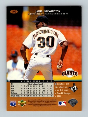1996 Upper Deck Baseball Card #193 Jamie Brewington San Francisco