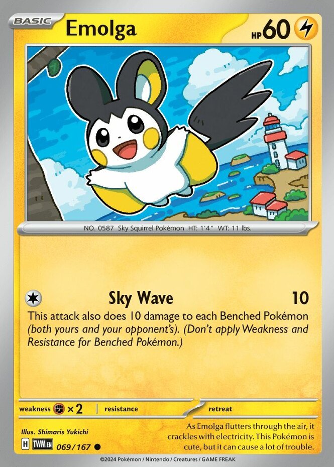 ポケモンカードゲーム Y&M x4 Emolga - 069/167 - Common Pokemon SV06 Twilight Masquerade M/NM