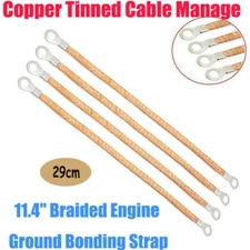4Pcs 11.4" Braided Engine Ground Bonding Strap Copper Tinned Cable Manage 29cm