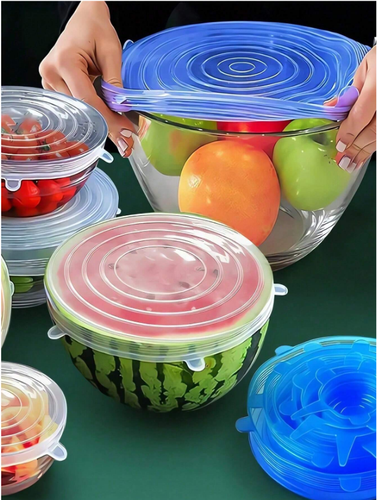 6pc Silicone Stretch Lids Reusable Durable Food Storage Lids For Bowls Lid Cover