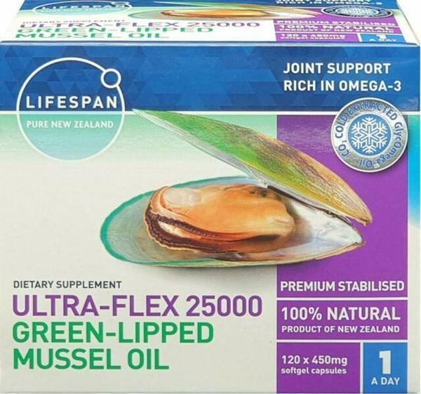 Lifespan UltraFlex 25000 Green Lipped Mussel Capsules 120 Count for