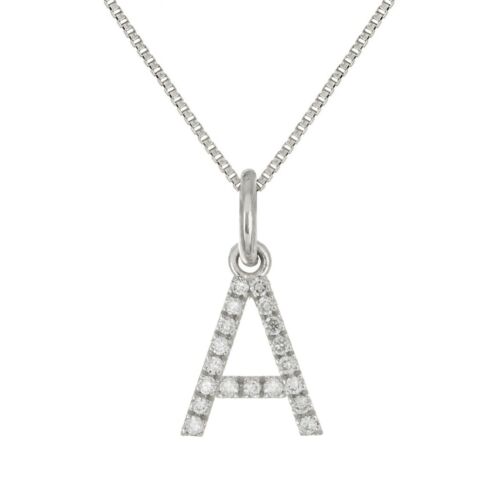 14 Karat Gelb Weiß oder Roségold Diamant Anfangsbuchstabe Charm Anhänger Halskette 18 Zoll - Bild 16 von 246