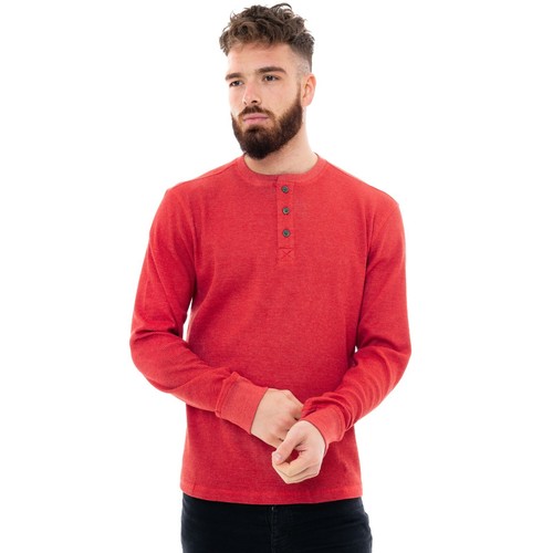 Mens Henley T-Shirt Jumper Top Thermal Grandad Neck Waffle Knit Long Sleeve Work - Picture 26 of 31