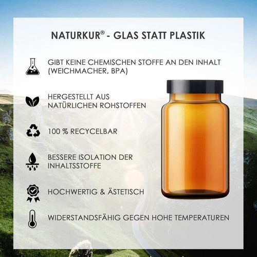 Naturkur® Taurin 1000 mg - 270 Kapseln im Apothekerglas - Vegan Laborgeprüft - Bild 4 von 5