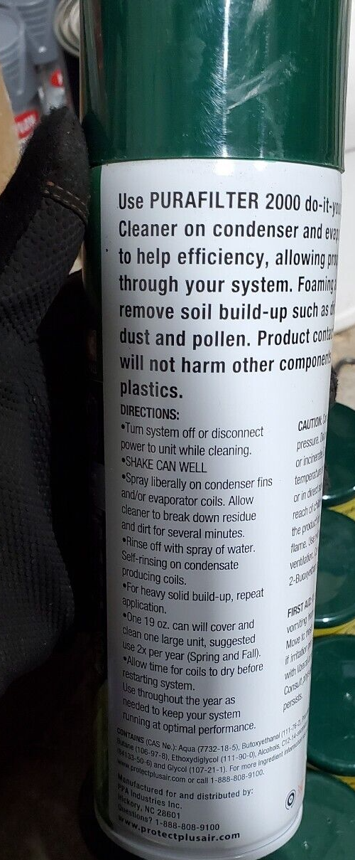 *2PACK* Purafilter Foam Spray Coil Cleaner Selfrinsing Indoors