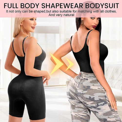 Seamless Bodysuit for Women Tummy Control Shapewear Mid-Thigh Full Body Shaper - Picture 3 of 35